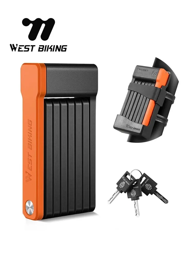 Замок для велосипеда West Biking, складной портативный, пластины ABS пластик, длина 63 см