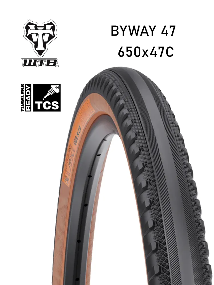 Покрышка бескамерная 650x47C WTB Byway Road Plus TCS tire (Tan Skinwall)
