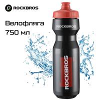 Фляга спортивная RockBros 750мл, черная с красной крышкой