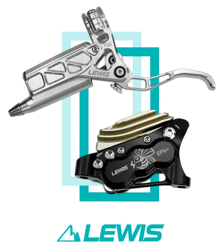 Комплект дисковых тормозов Lewis EP6+ 6 поршней, 1100/1800mm, DOT 5.1, Silver-Black (серебристая ручка, черный калипер)