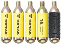 Набор картриджей CO2 TOPEAK 16G Threaded CO2 Cartridge, 16 грамм, 5 шт с защитным кожухом