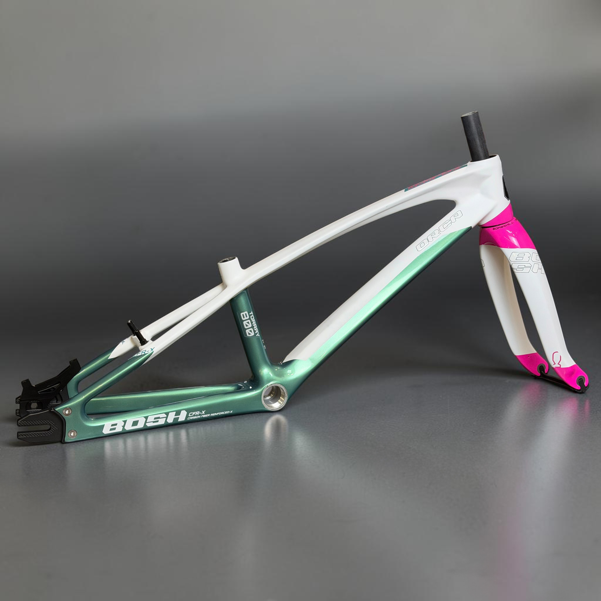 Фреймсет BMX Bombshell 2027 Orca Carbon Junior White/Pink/Chameleon mint