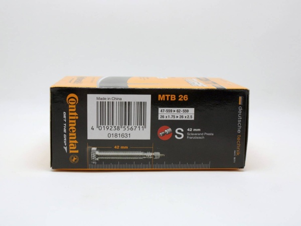 Камера 26x1.75-2.5" Continental MTB 26 вело нип. 42мм (200гр.)