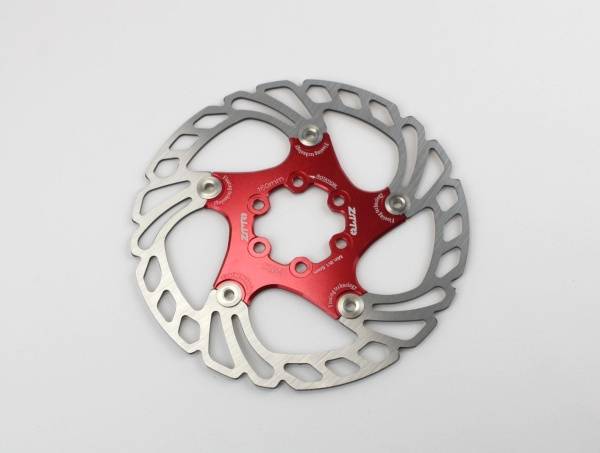 Тормозной диск ZTTO 160мм, стальной на алюминиевом пауке, красный