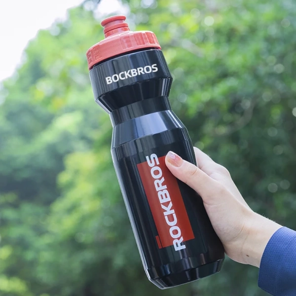 Фляга спортивная RockBros 750мл, черная с красной крышкой