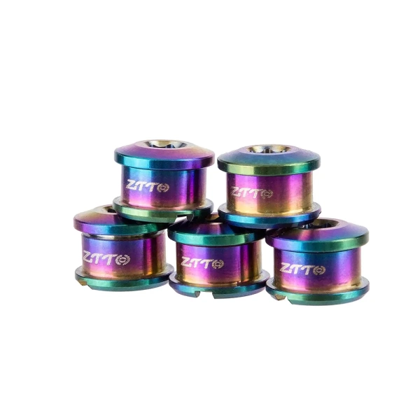 Титановые бонки ZTTO, цвет oil slick, комплект 5 штук