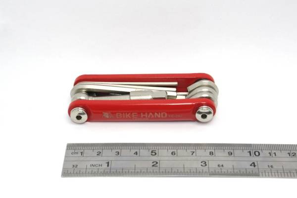 Ключи-шестигранники Bikehand YC-262, 2/3/4/5/6 /8 мм, 2 отвёртки, цвет красный/хром