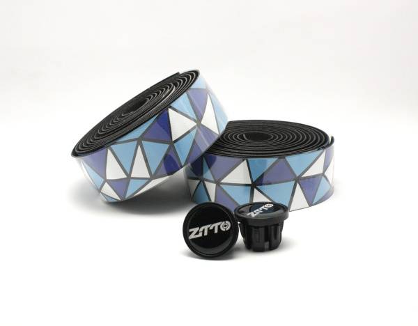 Обмотка руля ZTTO EVA/PU, с заглушками, рисунок треугольники, синий/голубой