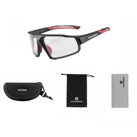 Очки солнцезащитные спортивные UV400, оправа black/red, линза меняет цвет