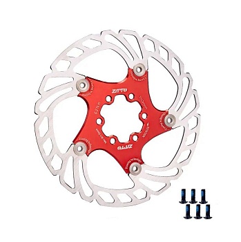 Тормозной диск ZTTO 160мм, стальной на алюминиевом пауке, красный
