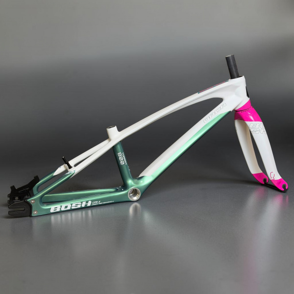 Фреймсет BMX Bombshell 2027 Orca Carbon Junior White/Pink/Chameleon mint